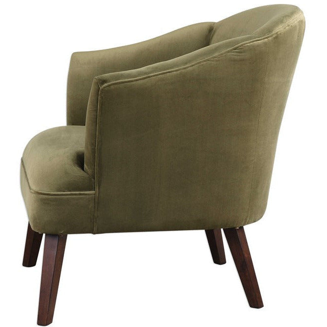 Uttermost Conroy Olive Green Velvet Barrel Back Accent Chair