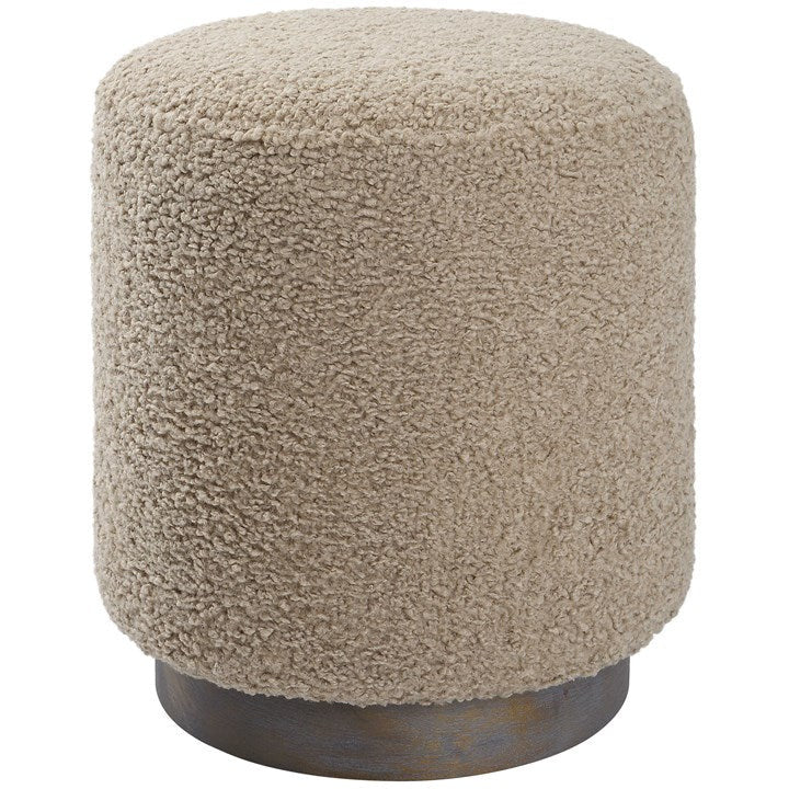 Uttermost Avila Latte Faux Shearling Round Ottoman