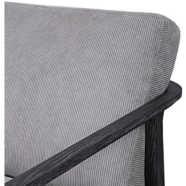 Uttermost Brunei Steel Gray Fabric Dark Ebony Wood Modern Accent Chair