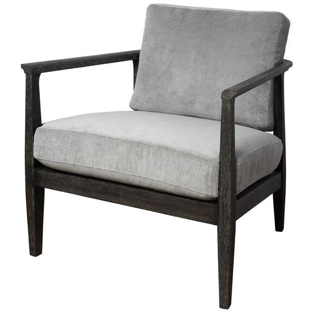 Uttermost Brunei Steel Gray Fabric Dark Ebony Wood Modern Accent Chair