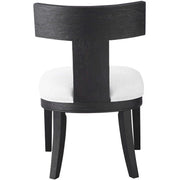 Uttermost Idris White Slubbed Performance Fabric Charcoal Black Wood Modern Dining Chair