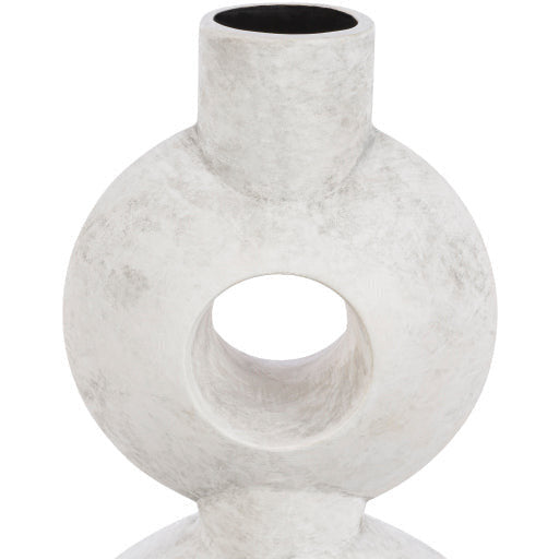 Surya Yagya Collection Modern Brushed Matte White Ceramic Vase YAG-005