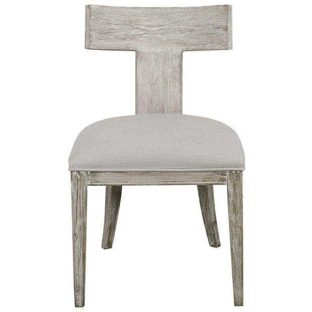 Uttermost Idris White Slubbed Performance Fabric Whitewashed Wood Modern Dining Chair