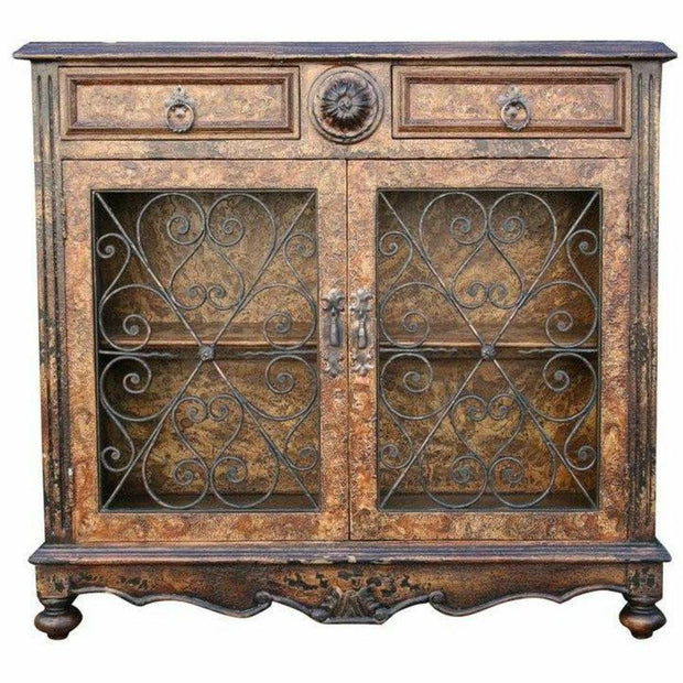 Casa Bonita Peruvian Hand-Painted Carved Wood and Hand Forged Wrought Iron Avila Chest