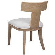 Uttermost Idris White Slubbed Performance Fabric Natural Wood Modern Dining Chair