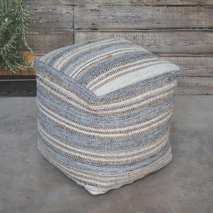 Uttermost Mesick Handwoven Light Gray & Cream Pouf