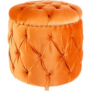 Surya Amana Modern Orange Tufted Round Ottoman With Nailheads AAA-005