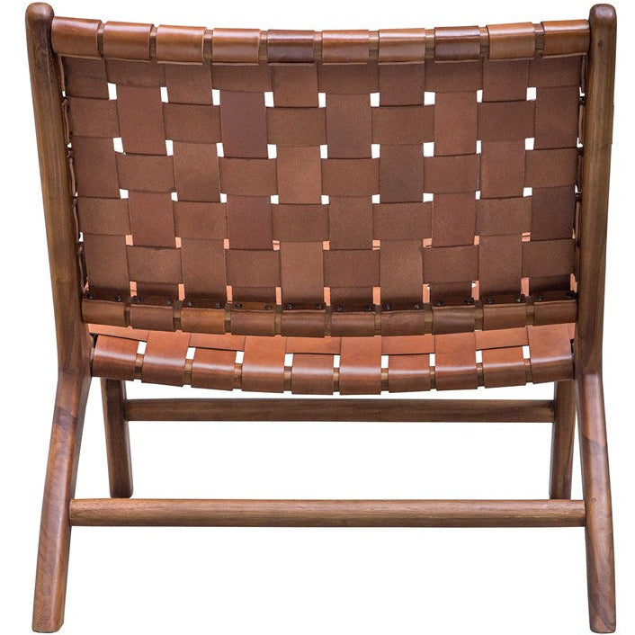 Uttermost Plait Basket Weave Cognac Leather Accent Chair