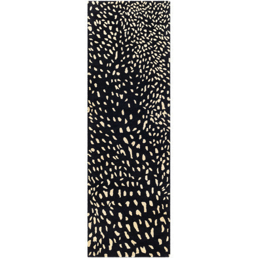 Surya Rugs Athena Collection Black & Cream Leopard Animal Print Area Rug ATH-5172