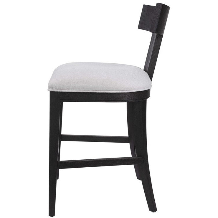 Uttermost Idris White Performance Fabric Charcoal Black Wood Counter Stool