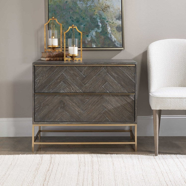 Uttermost Armistead 2 Drawer Chest With Brushed Bass Base