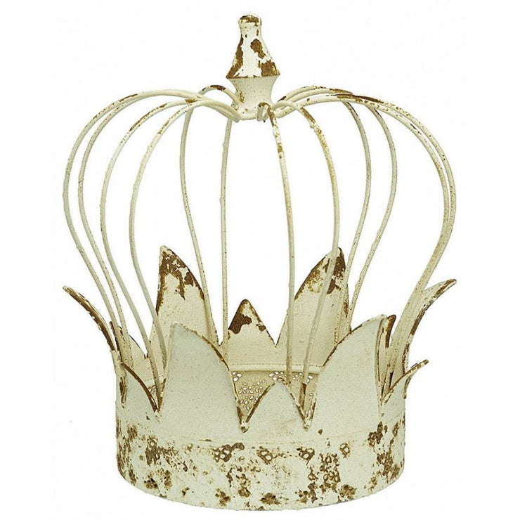 Provence Home Distressed Cream Antiqued Metal Crown Votive Candle Holder