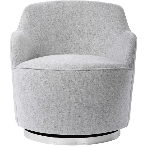 Uttermost Hobart Stone Linen Swivel Chair With Stainless Steel Base