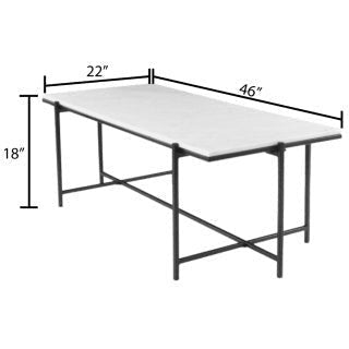 Surya Anaya Modern White Marble Top With Black Metal Base Coffee Table ANA-004