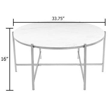 Surya Anaya Modern White Marble Top With Gold Metal Base Coffee Table ANA-005