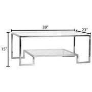 Surya Ascalon Modern Glass Top With Stainless Steel Base Coffee Table AOC-001