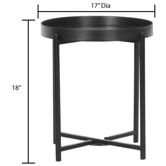 Surya Aracruz Modern Black Wood Top With Black Metal Base Accent Side Table AZU-003
