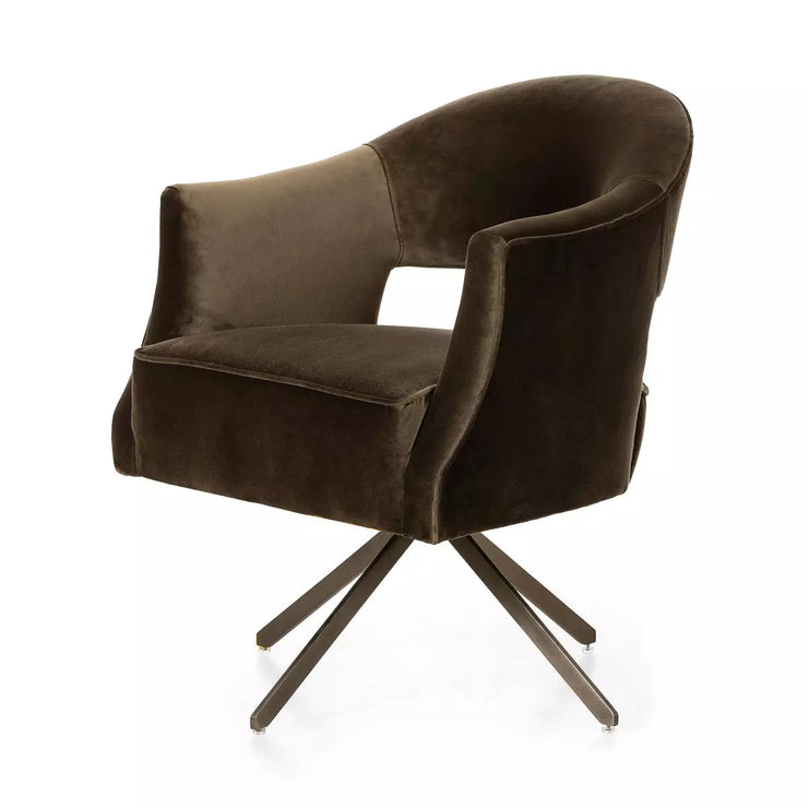 Four Hands Adara Desk Chair ~ Surrey Olive Velvet Upholstered Performance Fabric