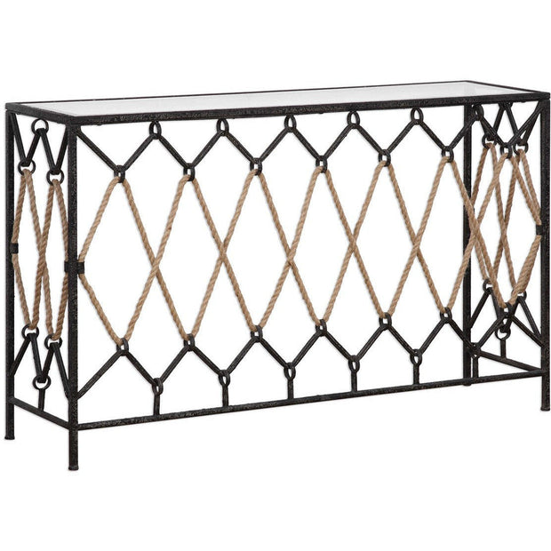 Uttermost Darya Wrapoed Rope With Aged Black Iron Console
