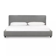 Four Hands Aidan Low Profile Bed ~ Pebble Pewter Upholstered King Size Bed