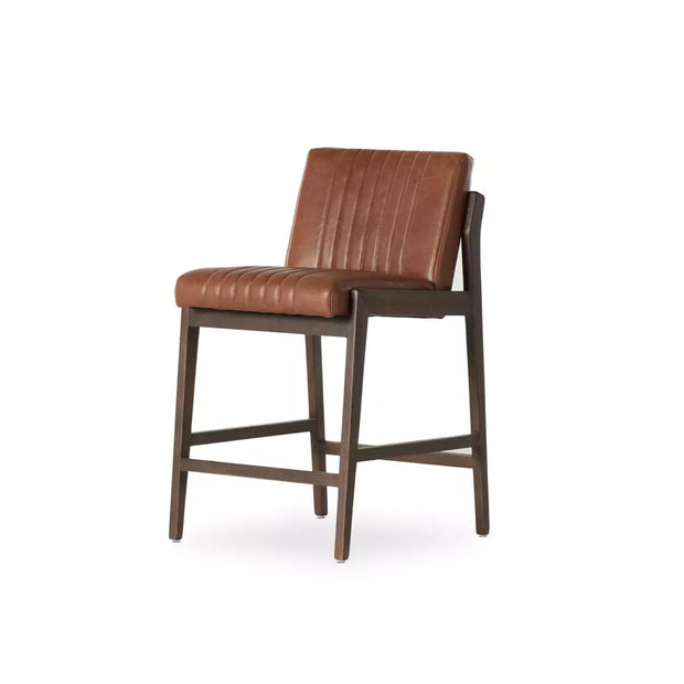 Four Hands Alice Channeled Counter Stool ~ Sonoma Chestnut Top Grain Leather