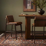 Four Hands Alice Channeled Bar Stool ~ Sonoma Chestnut Top Grain Leather