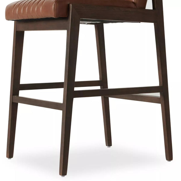 Four Hands Alice Channeled Bar Stool ~ Sonoma Chestnut Top Grain Leather