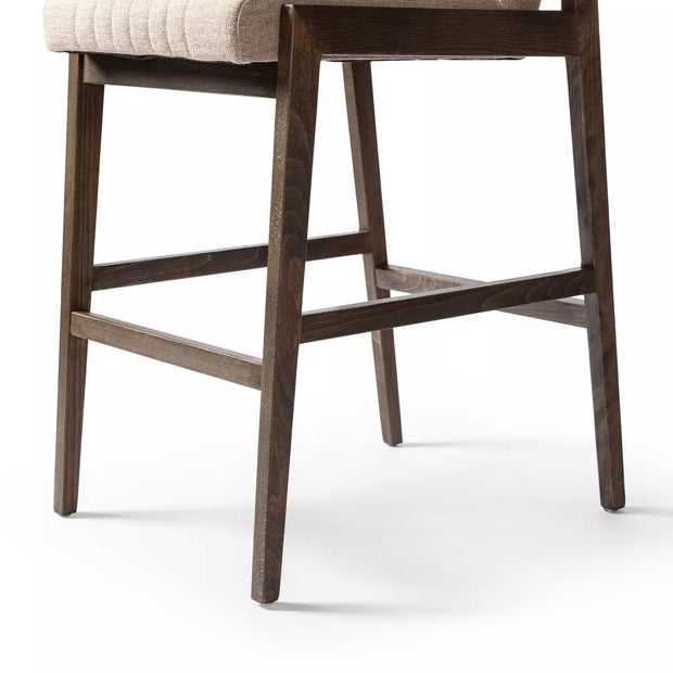 Four Hands Alice Channeled Bar Stool ~ Alcala Fawn Upholstered Performance Fabric