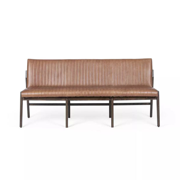 Four Hands Alice Channeled Dining Bench ~ Sonoma Chestnut Top Grain Leather
