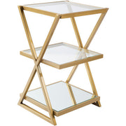 Surya Aliya Modern Glass Shelves With Gold Metal Accent Side Table ALI-001