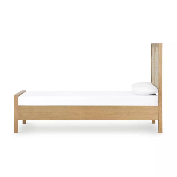 Four Hands Allegra Bed ~ Honey Oak with Light Natural Cane Twin Size Bed