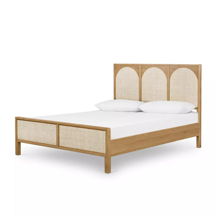 Four Hands Allegra Bed ~ Honey Oak with Light Natural Cane Queen Size Bed