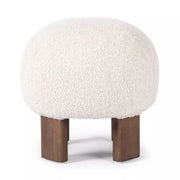 Four Hands Alma Round Ottoman ~ Somerton Ash Boucle Upholstered Performance Fabric