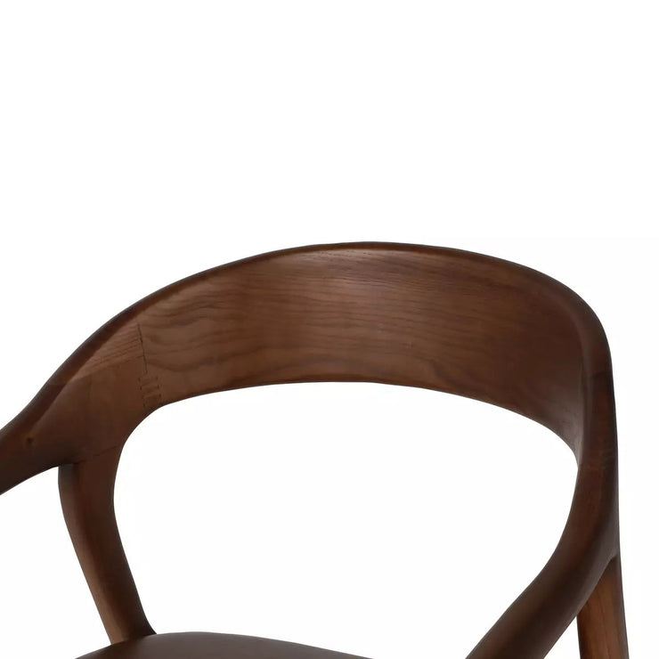 Four Hands Amare Curved Wood Dining Armchair ~ Sonoma Coco Leather Seat