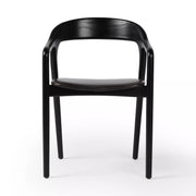 Four Hands Amare Curved Wood Dining Armchair ~ Sonoma Black Leather Seat
