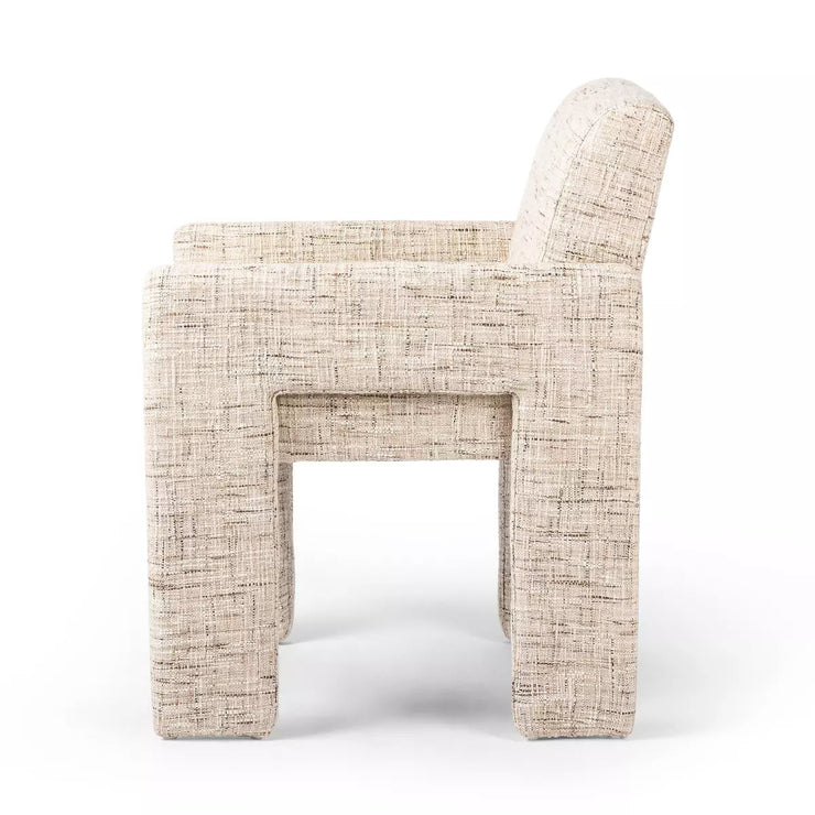 Four Hands Amur Dining Armchair ~ Ostend Natural Upholstered Performance Fabric