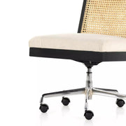 Four Hands Antonia Cane Armless Desk Chair With Casters ~ Savile Flax Performance Fabric Seat and Brushed Ebony