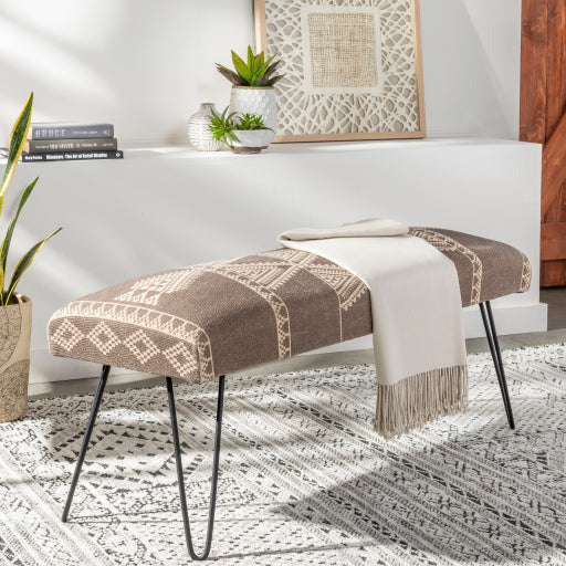 Surya Asmara Rustic Modern Hand Woven Fabric Bench With Black Metal Base RAM-001
