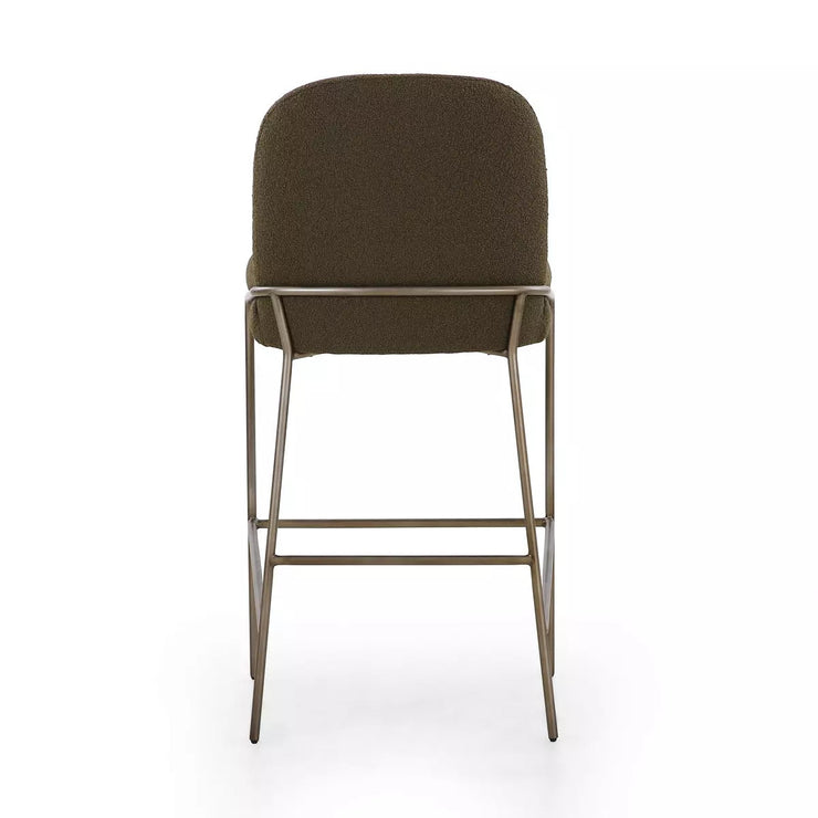 Four Hands Astrud Bar Stool ~ Olive Boucle Upholstered Performance Fabric