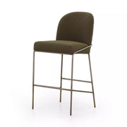 Four Hands Astrud Bar Stool ~ Olive Boucle Upholstered Performance Fabric