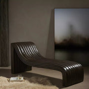 Four Hands Augustine Channeled Chaise Lounge ~ Deacon Wolf Top Grain Leather