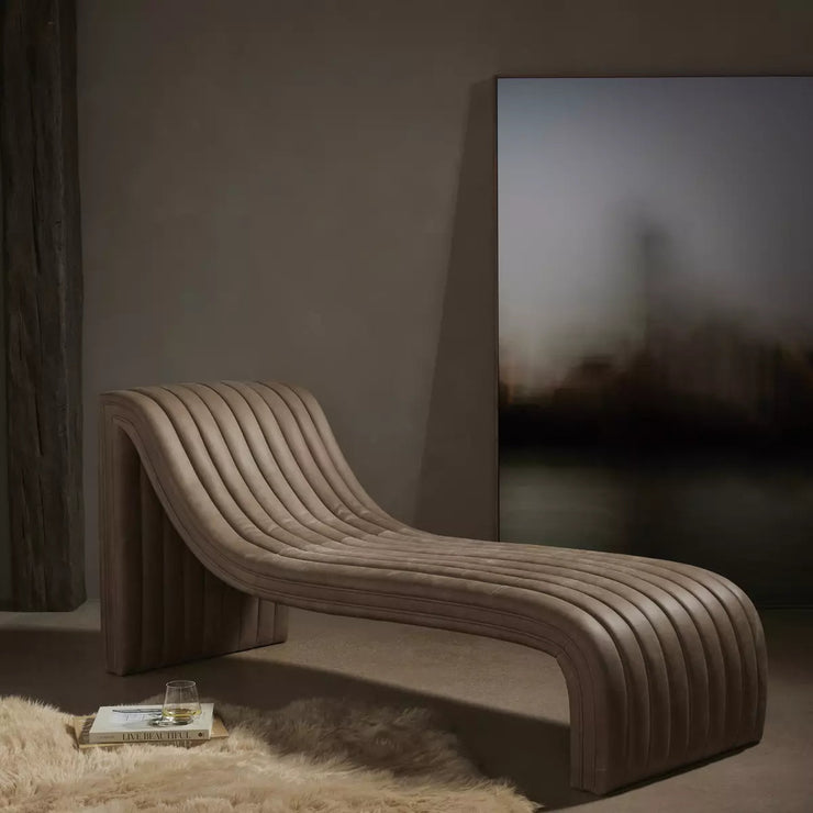Four Hands Augustine Channeled Chaise Lounge ~ Palermo Drift Top Grain Leather