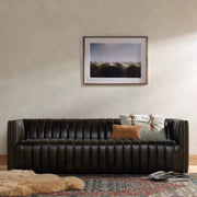 Four Hands Augustine Channeled Sofa 88” ~ Deacon Wolf Top Grain Leather