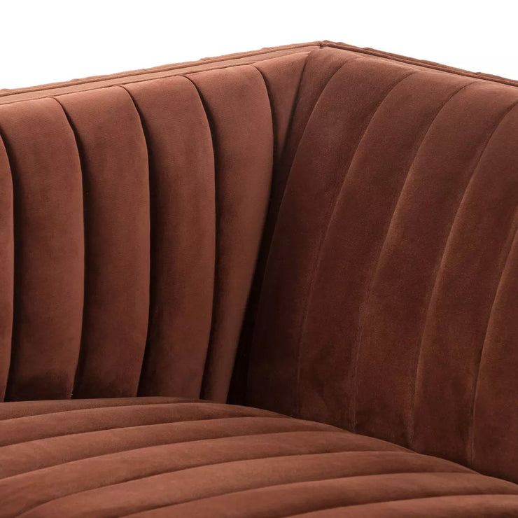 Four Hands Augustine Channeled Sofa 88” ~ Surrey Auburn Upholstered Velvet Fabric