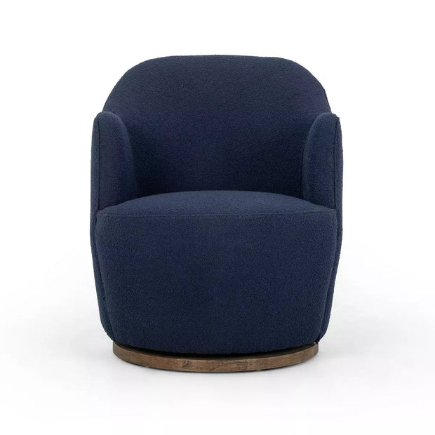 Four Hands Aurora Swivel Chair ~ Copenhagen Indigo Boucle Upholstered Fabric