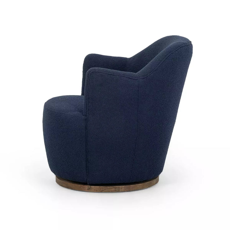 Four Hands Aurora Swivel Chair ~ Copenhagen Indigo Boucle Upholstered Fabric