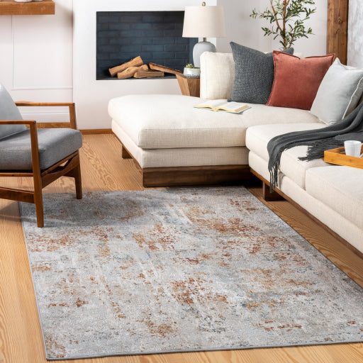 Surya Rugs Carmel Collection Light Gray, Off White, Gray, Mustard, Brown, Blue & Brick Red Area Rug CRL-2311