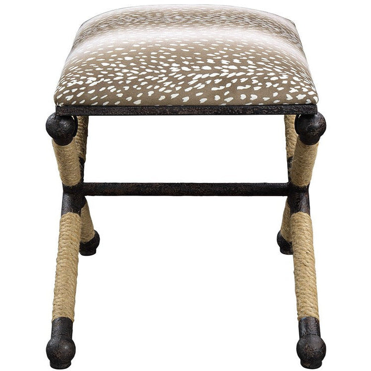 Uttermost Fawn Fabric Seat Natural Rope & Iron Small Bench