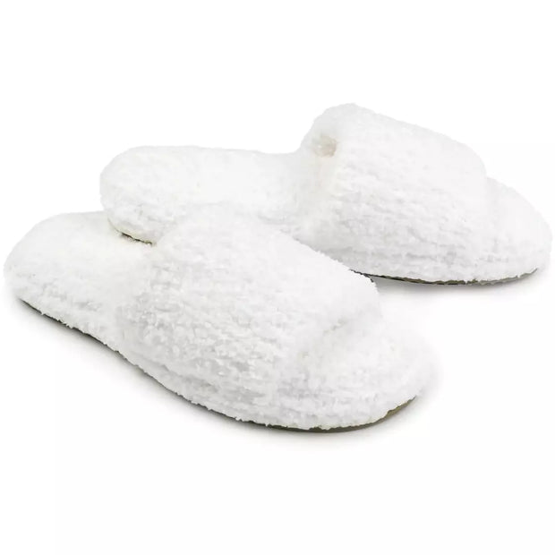 Kashwere Ultra Soft White Plush Spa Slippers