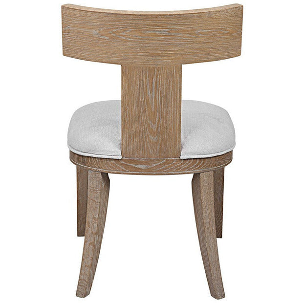 Uttermost Idris White Slubbed Performance Fabric Natural Wood Modern Dining Chair